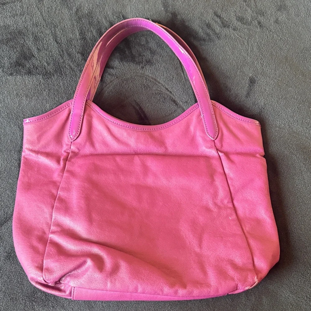 Tory Burch Purple Leather Logo Tote